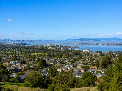 Residential neighborhoods and Bay views in Alameda County, California