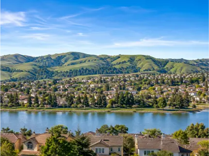 Residential neighborhood and rolling hills in Contra Costa County, California